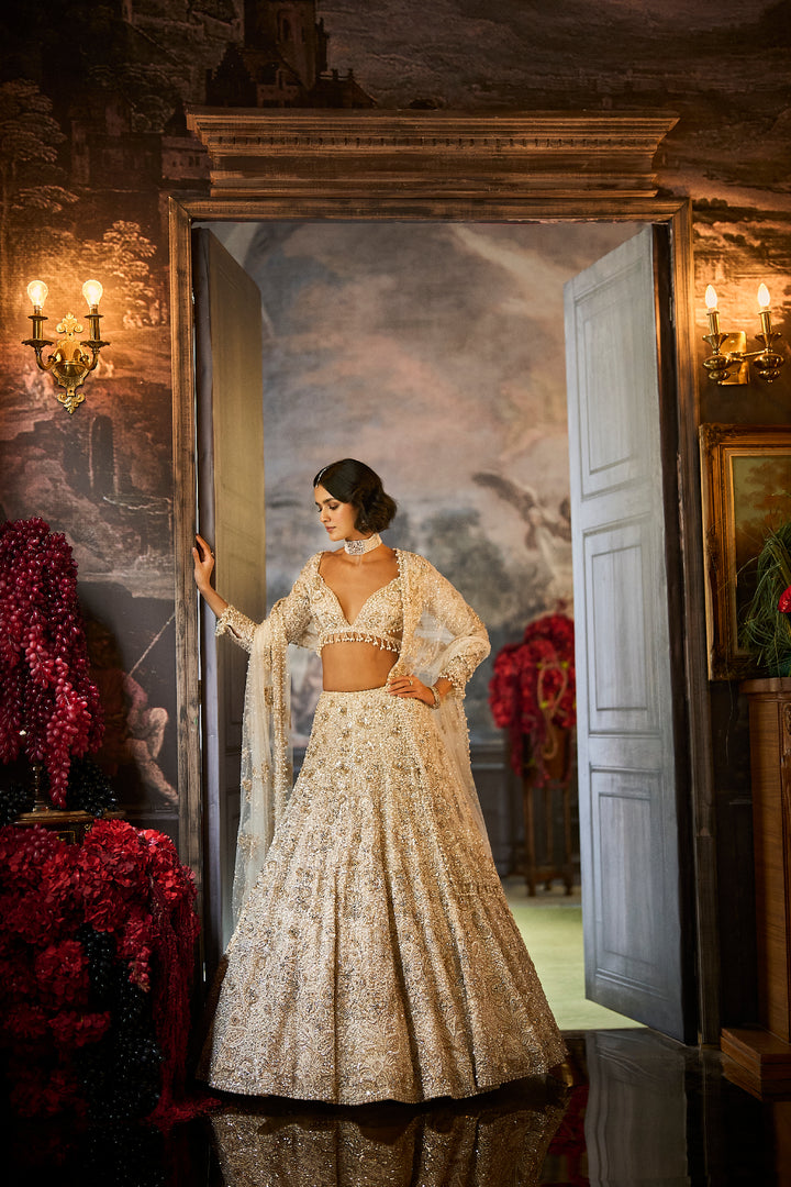 Ivory Sequin Lehenga Set