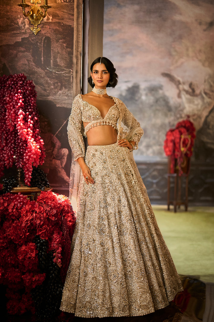 Ivory Sequin Lehenga Set