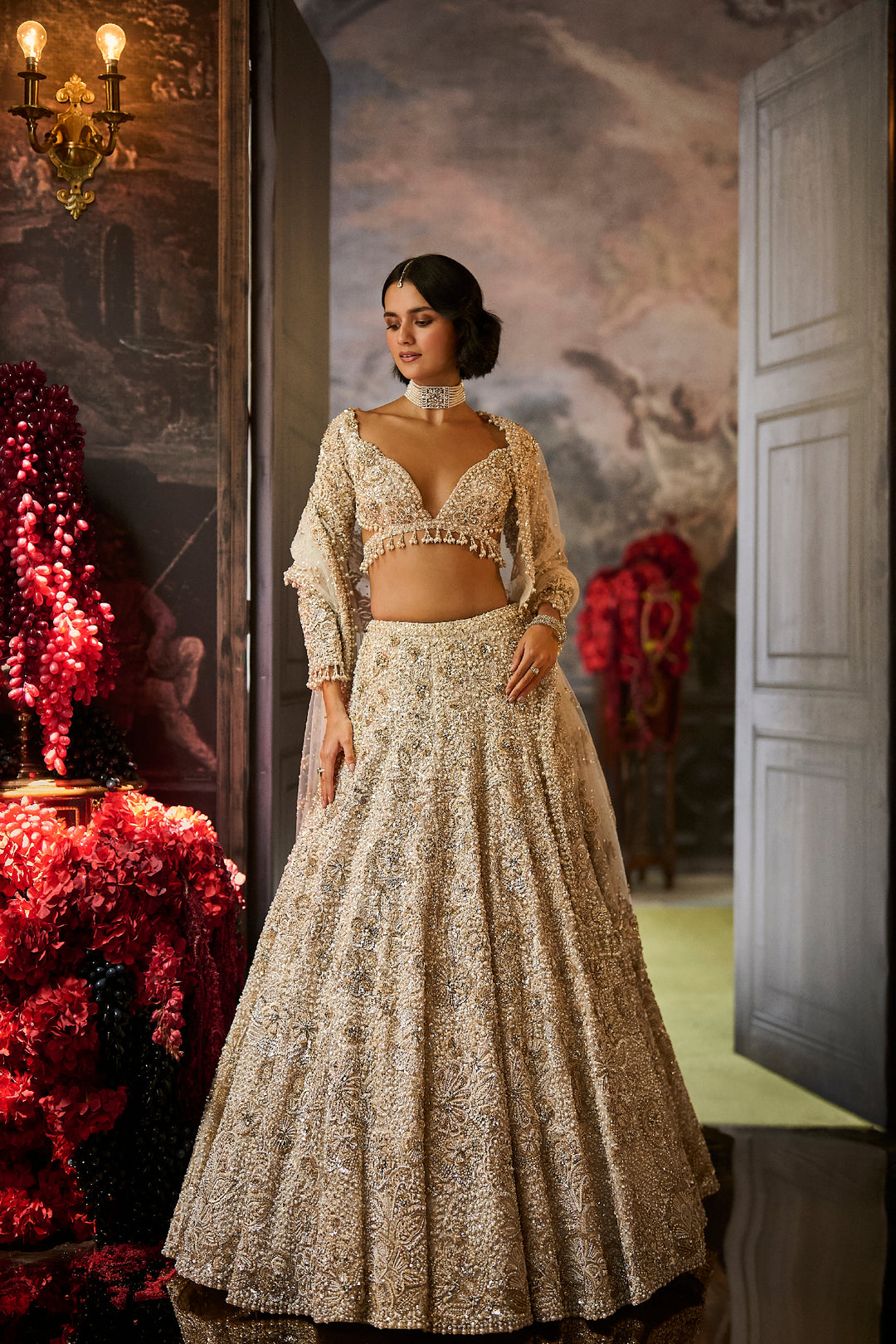 Ivory Sequin Lehenga Set
