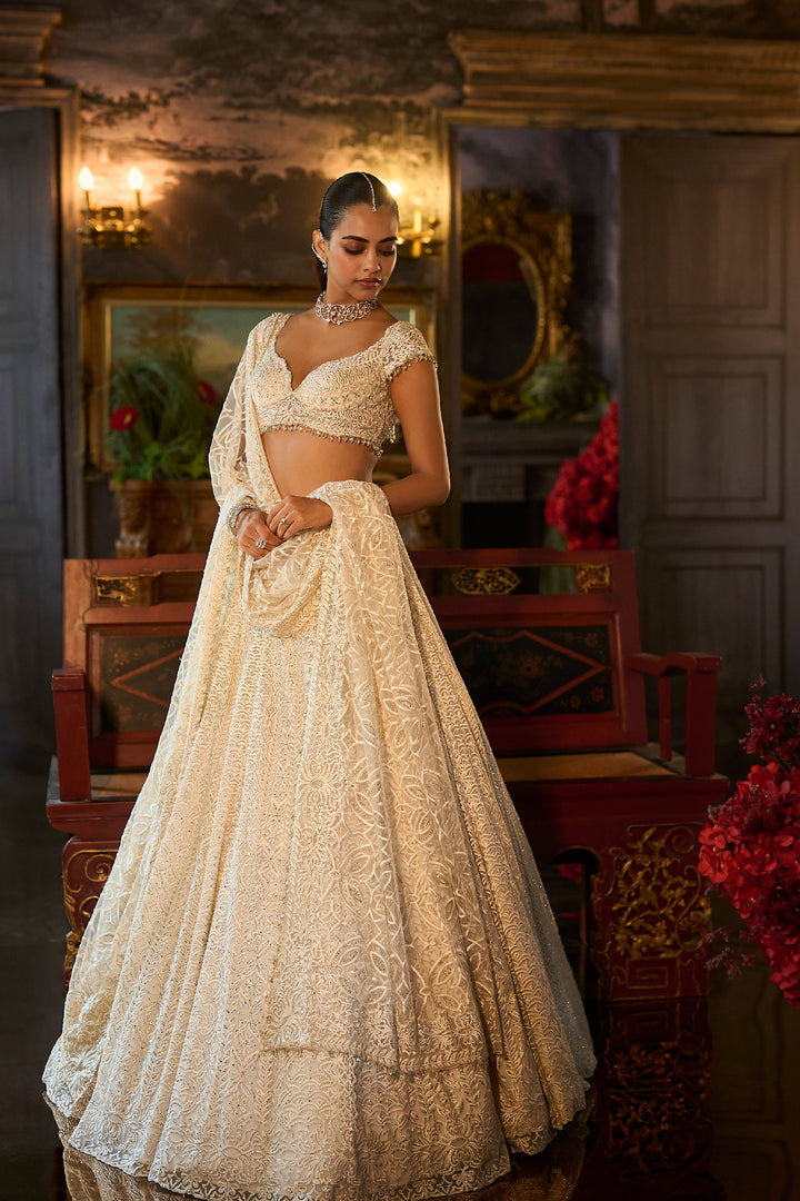 Ivory Crystal Lehenga Set
