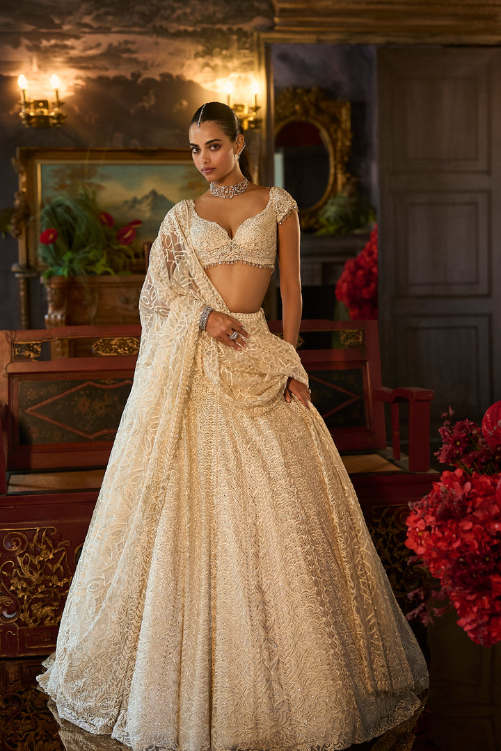 Ivory Crystal Lehenga Set