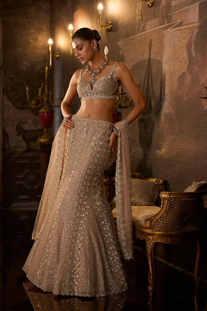 Champagne Fit & Flare Skirt Set