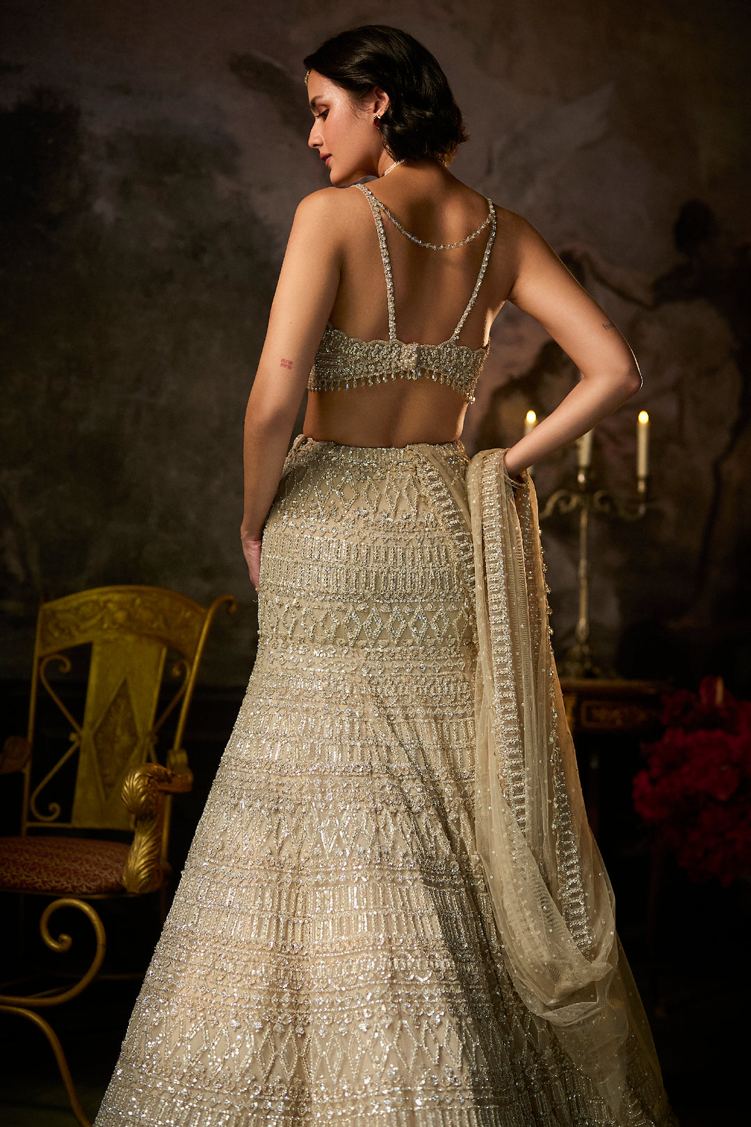 Champagne Nude Fit & Flare Skirt Set