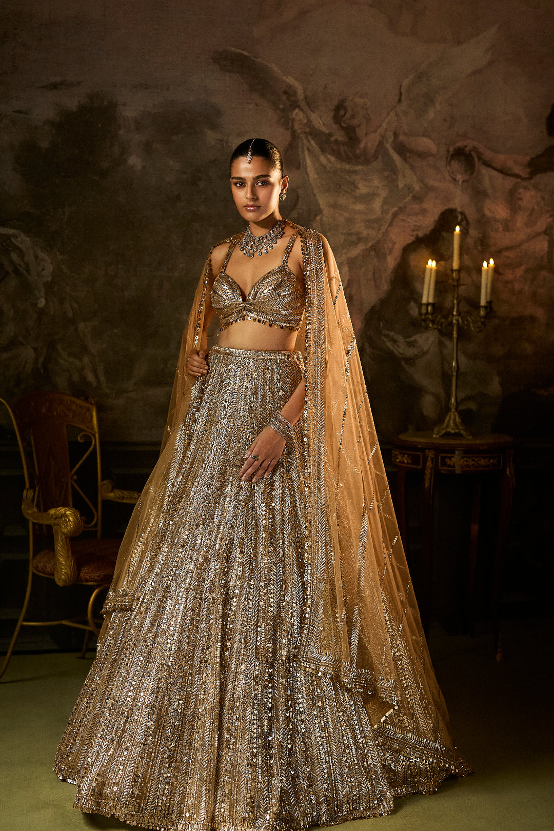Gold Silver Lehenga Set