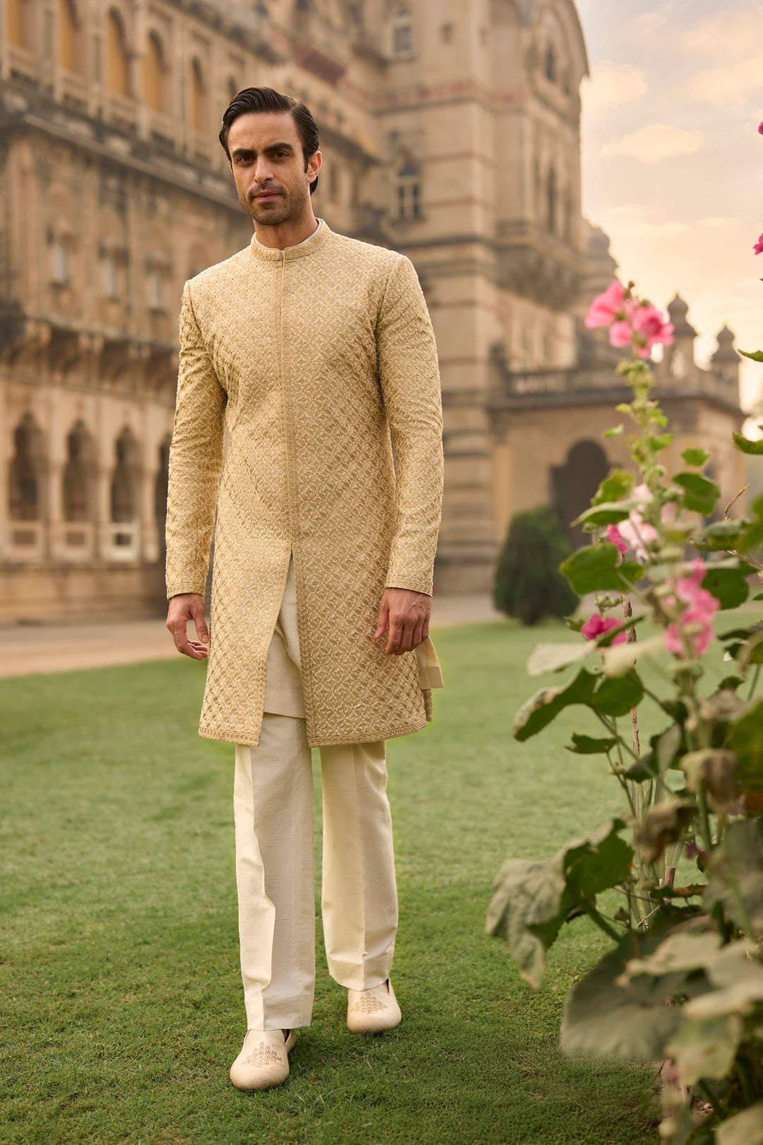 Ivory Gold Sherwani Set