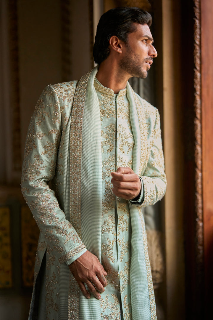 Sage Green Sherwani Set