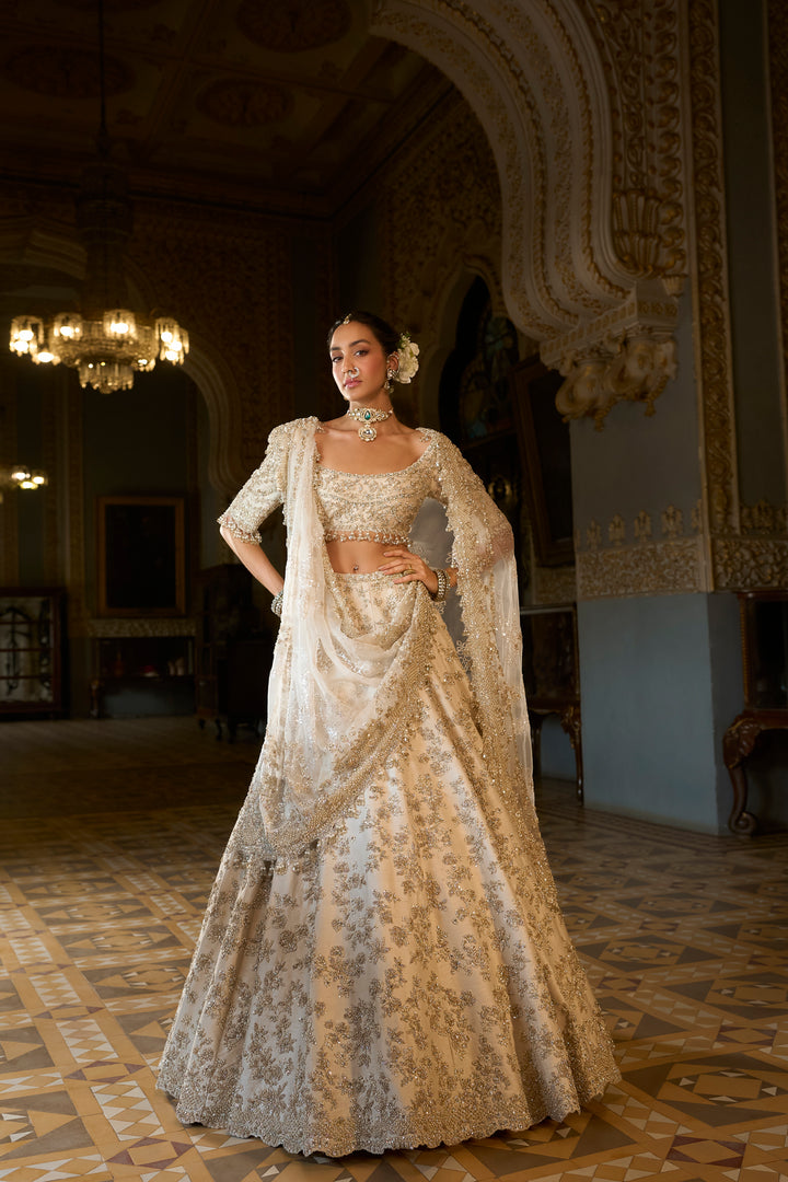 Beige Zardosi Lehenga Set