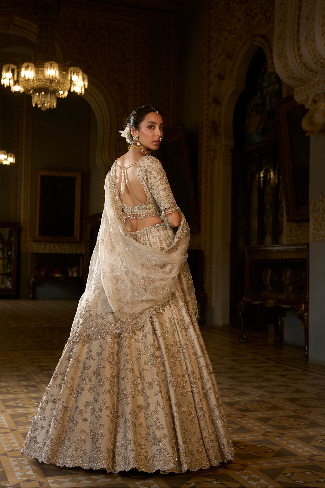 Beige Zardosi Lehenga Set