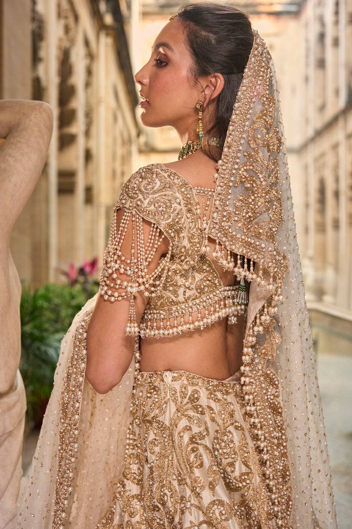 Beige & Gold Lehenga Set