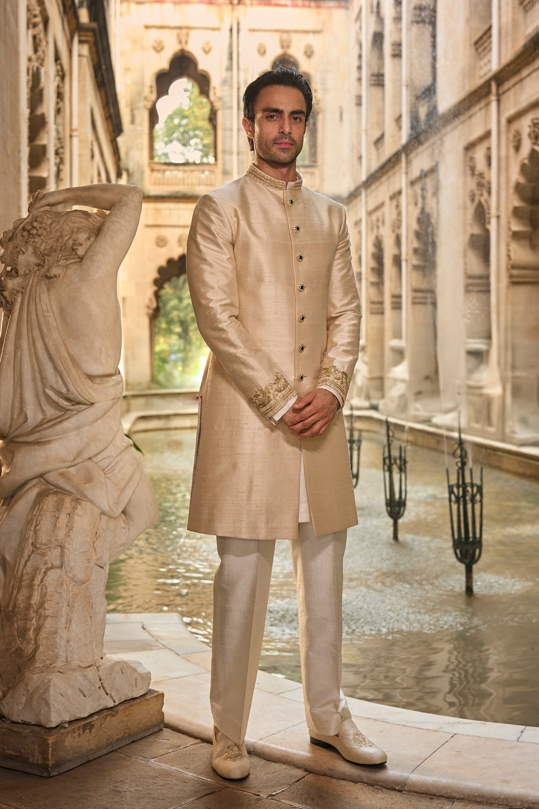 Light Beige Sherwani Set