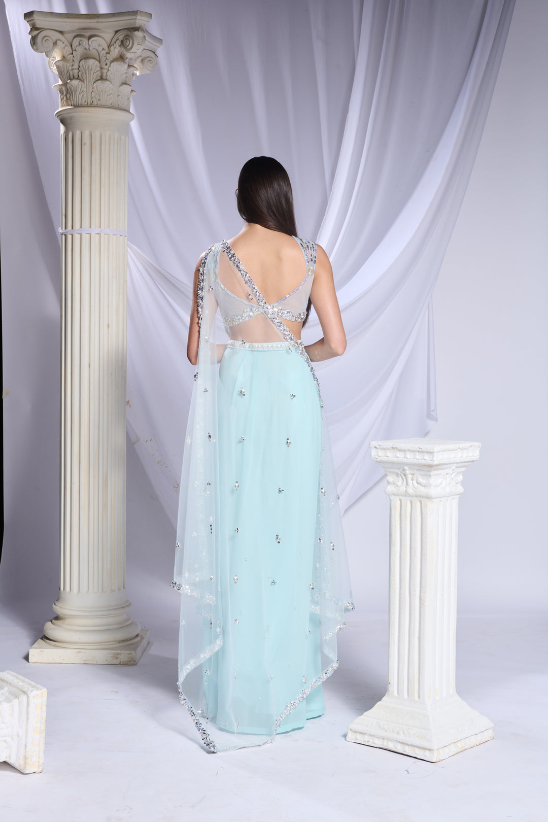 Royal Aqua Saree Set