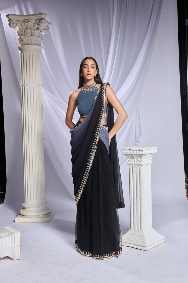 Black Rose Saree Set