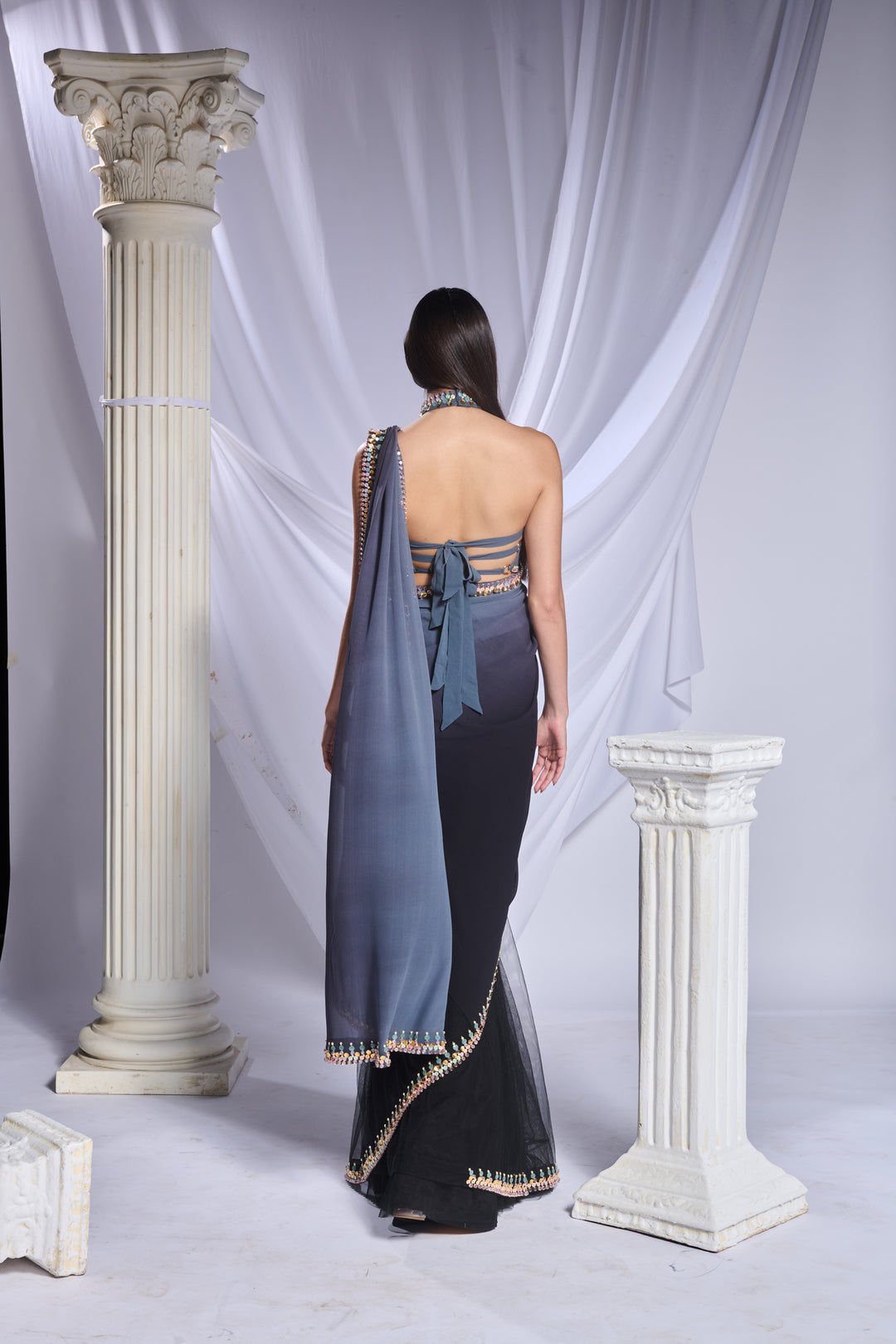 Black Rose Saree Set