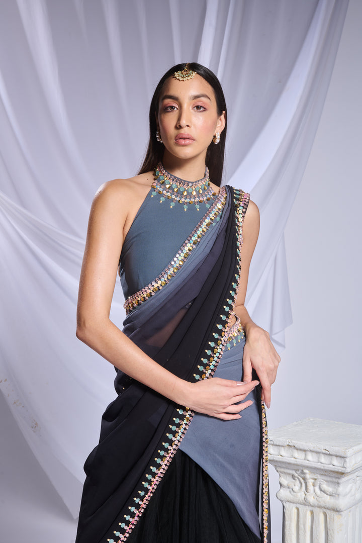 Black Rose Saree Set