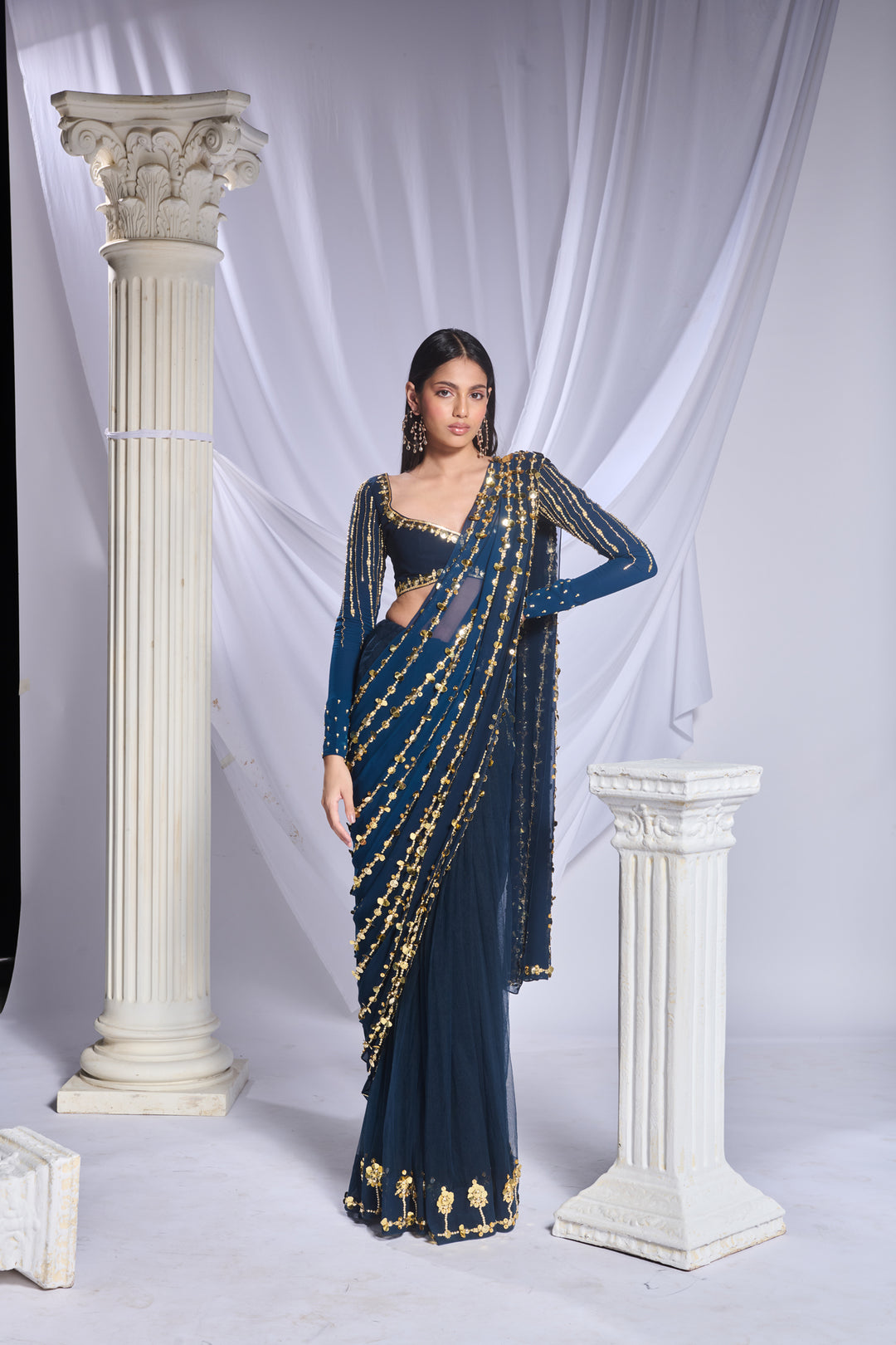 Midnight Marina Saree Set