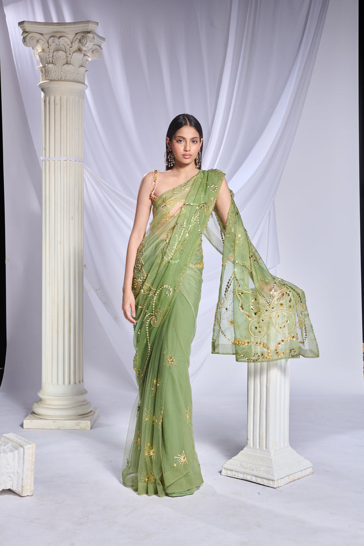 Sea Frost Saree Set