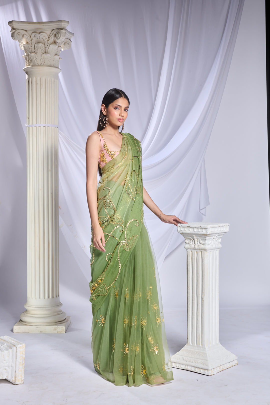 Sea Frost Saree Set