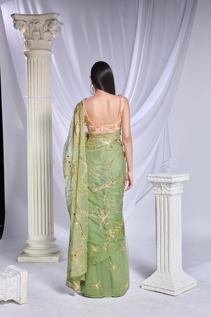 Sea Frost Saree Set
