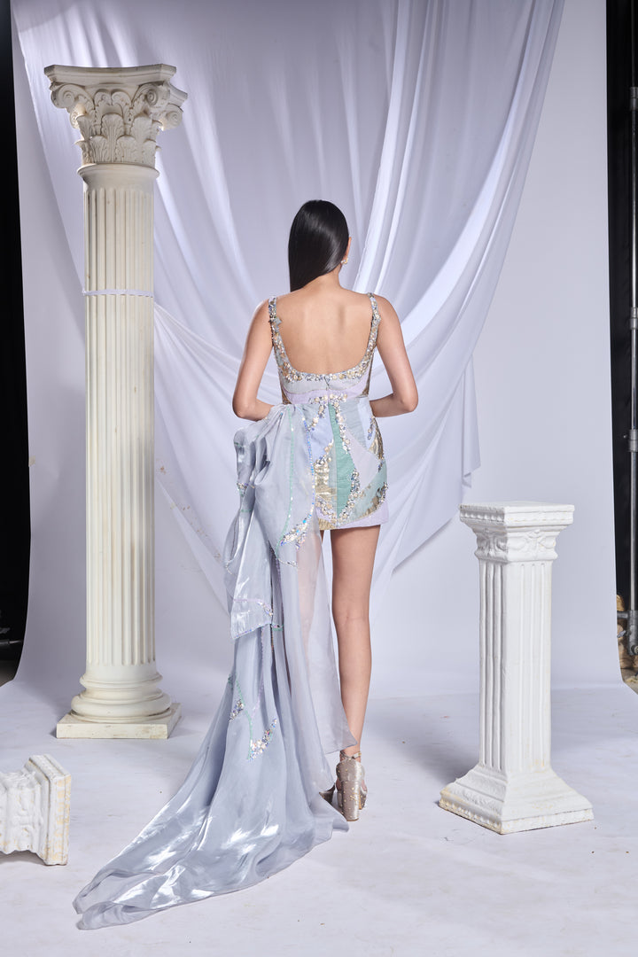 Silver Lining Baby Doll Dress With Drape