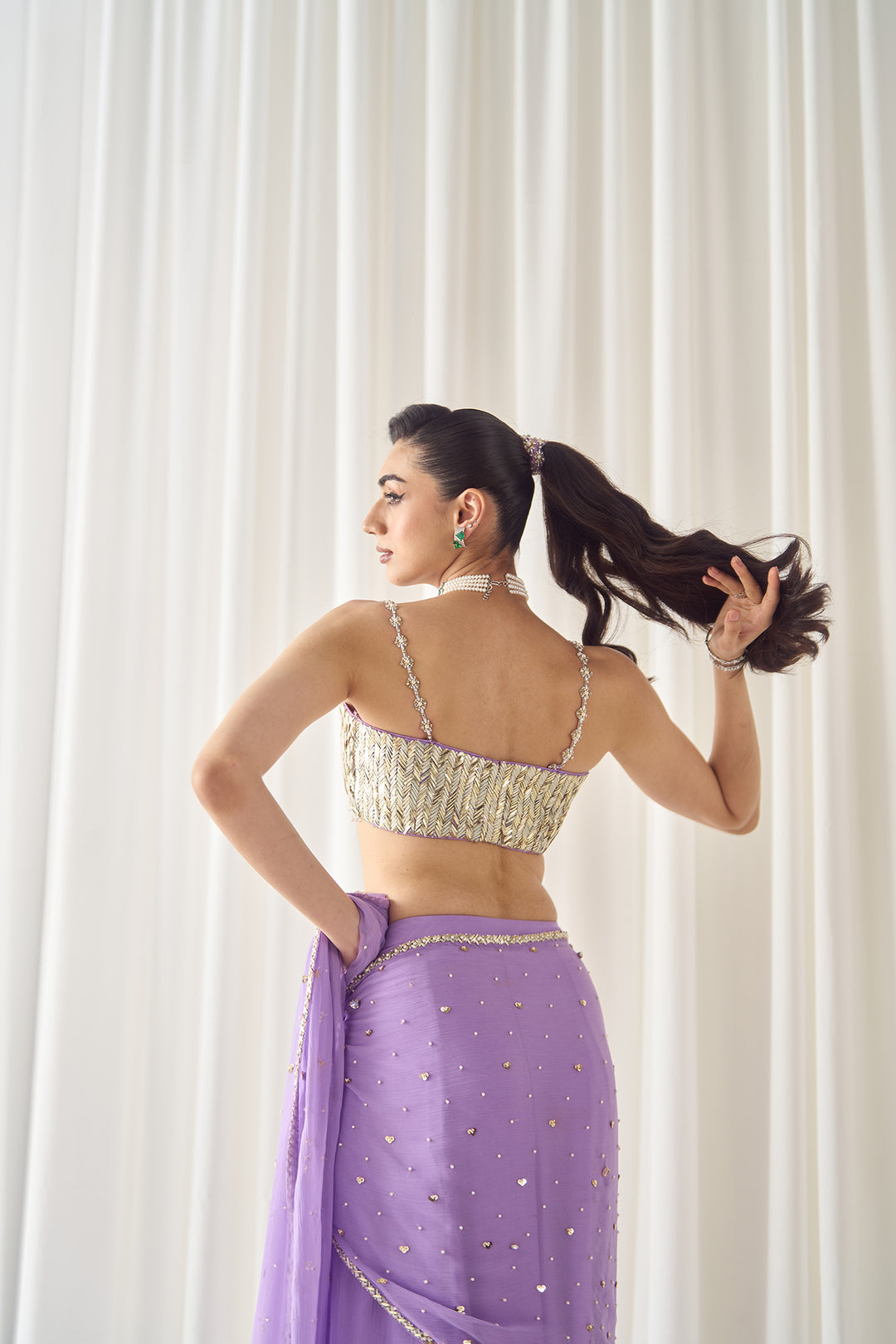 Lavender Pre-stitched Saree With Blouse