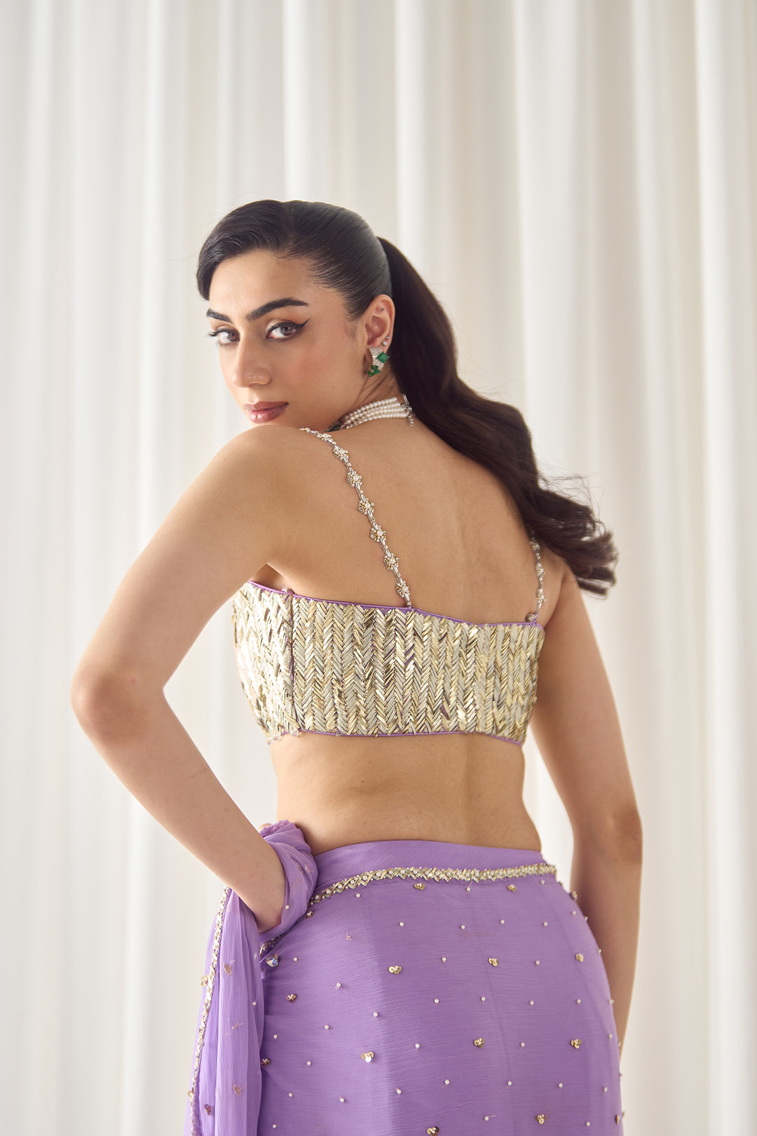 Lavender Pre-stitched Saree With Blouse