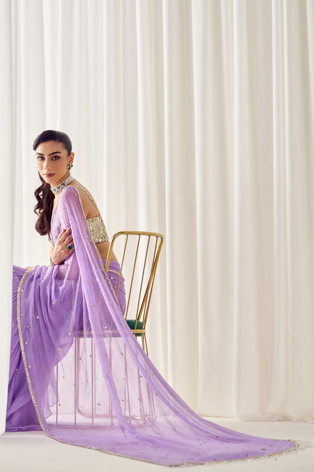 Lavender Pre-stitched Saree With Blouse
