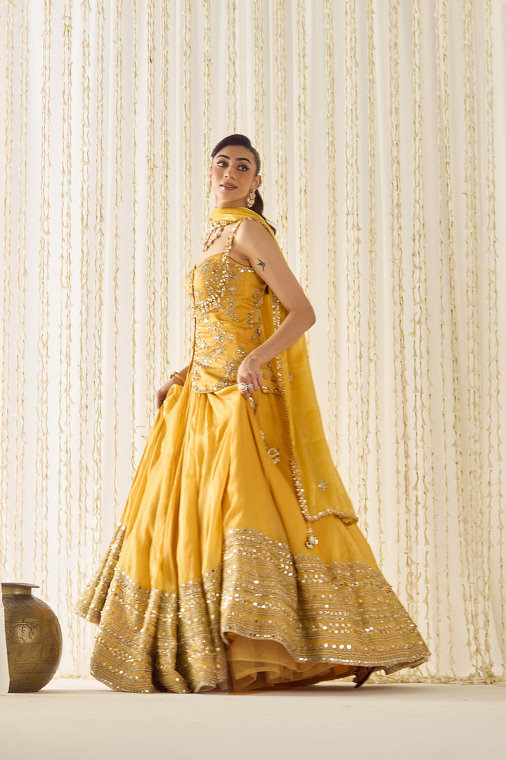 Mustard Peplum And lehenga