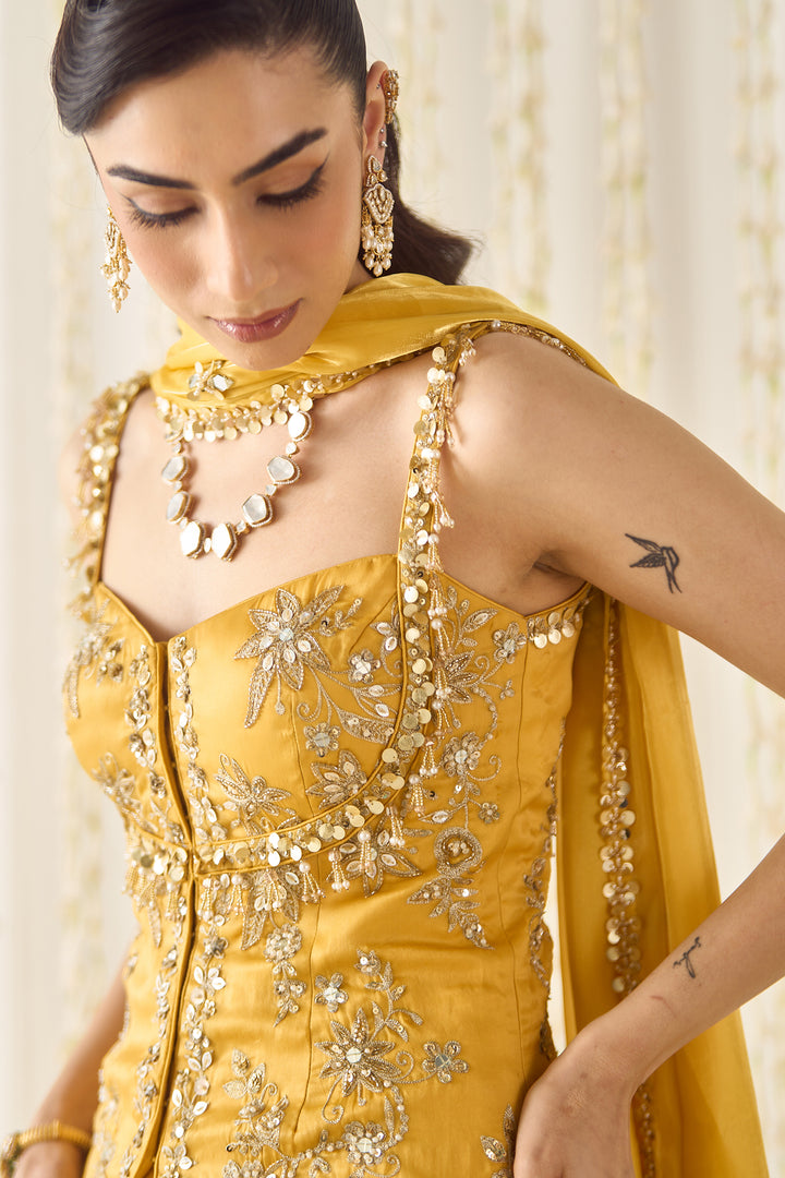 Mustard Peplum And lehenga