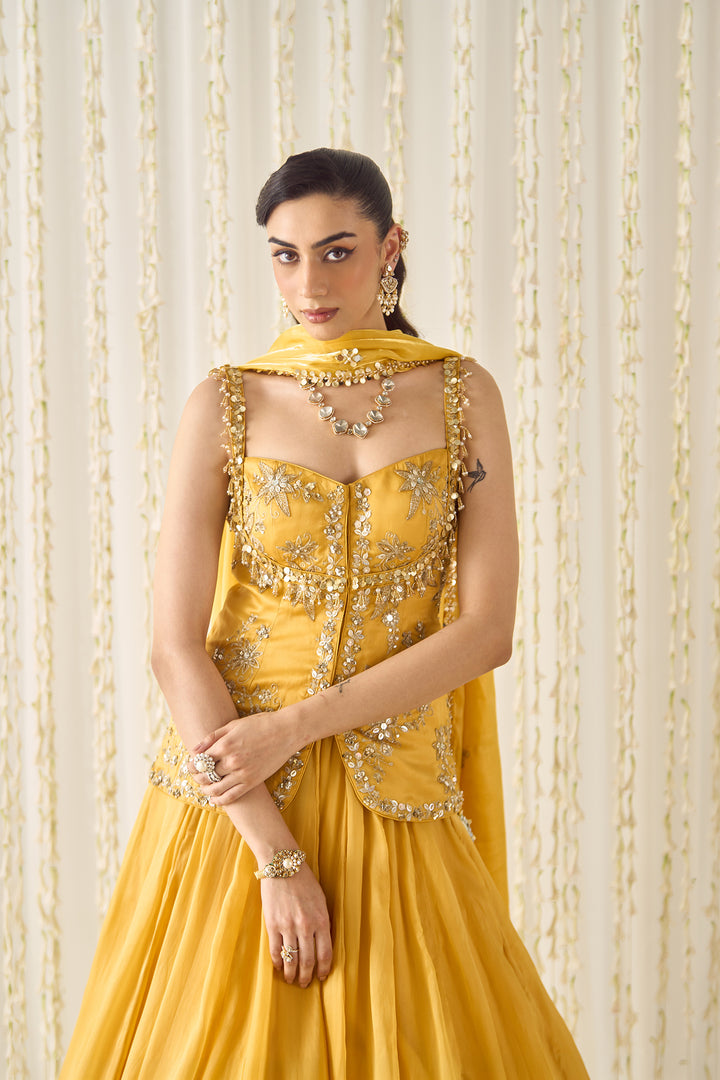 Mustard Peplum And lehenga