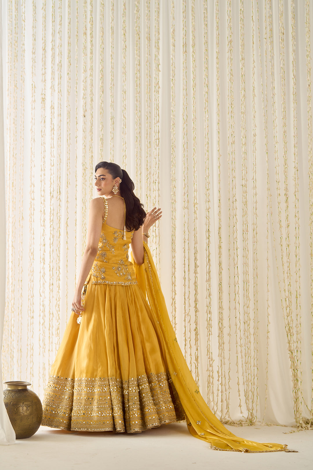 Mustard Peplum And lehenga