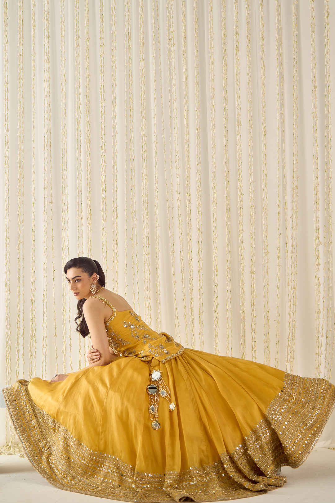 Mustard Peplum And lehenga