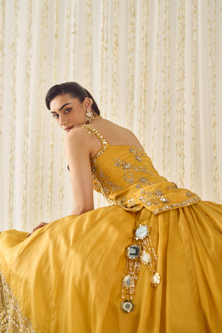 Mustard Peplum And lehenga