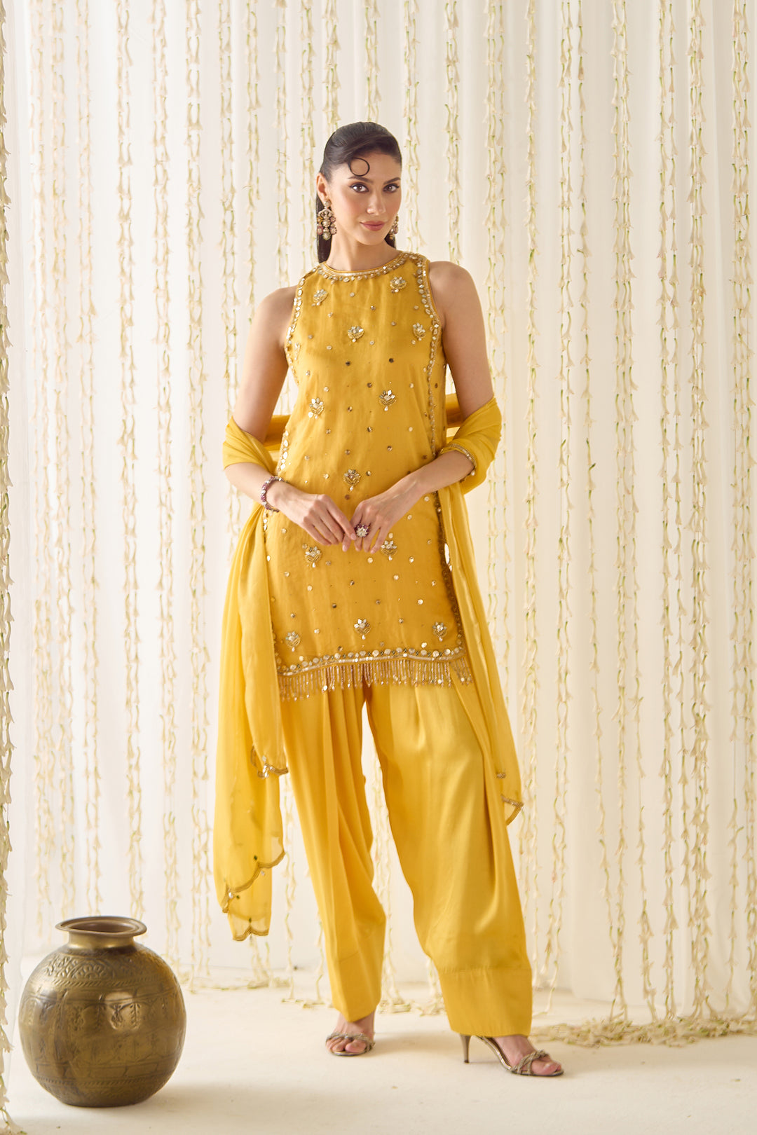 Mustard farsi salwar suit set
