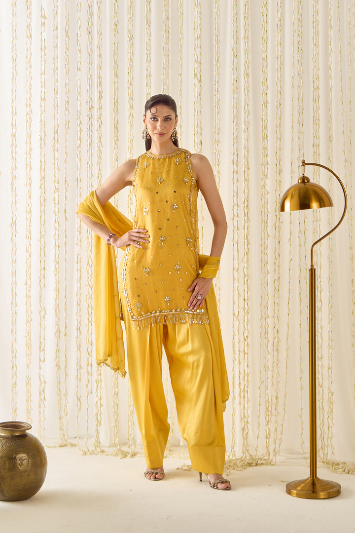 Mustard farsi salwar suit set