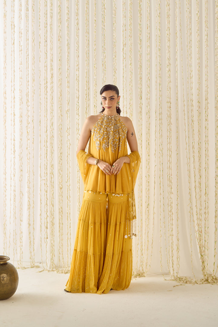 Mustard A-line Kurta Sharara