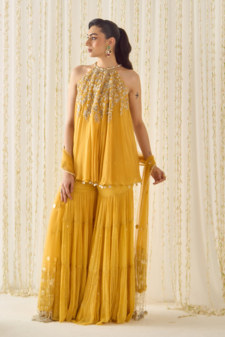 Mustard A-line Kurta Sharara