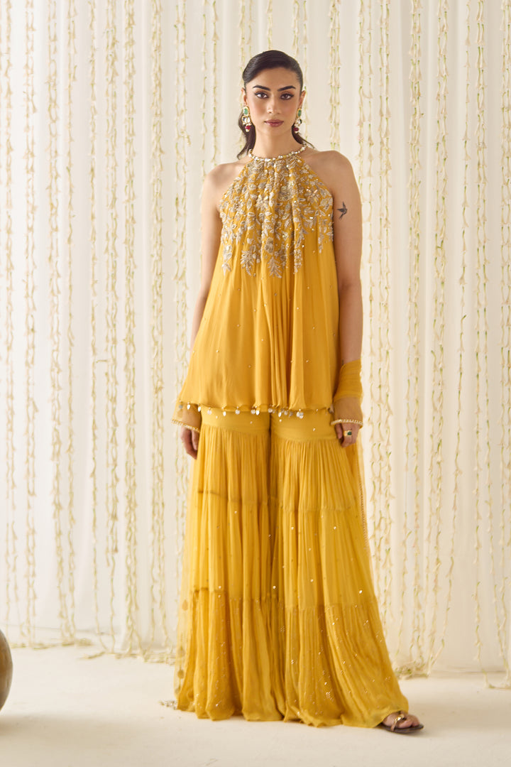 Mustard A-line Kurta Sharara