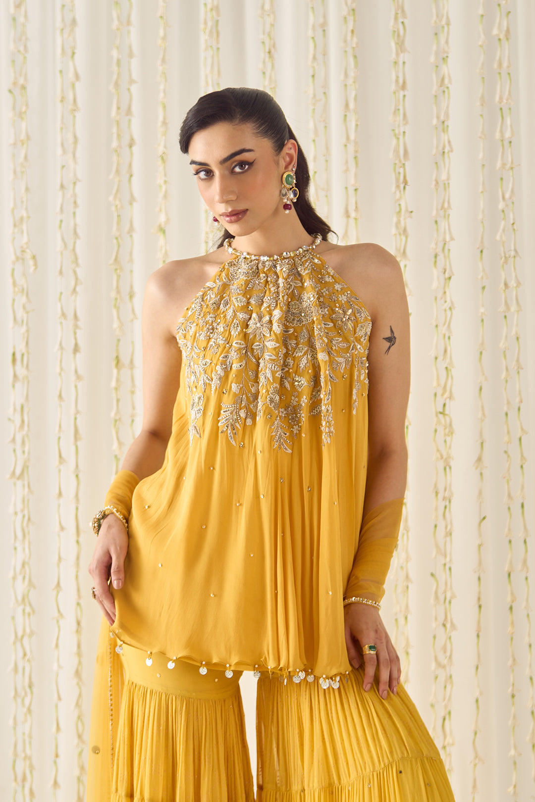 Mustard A-line Kurta Sharara