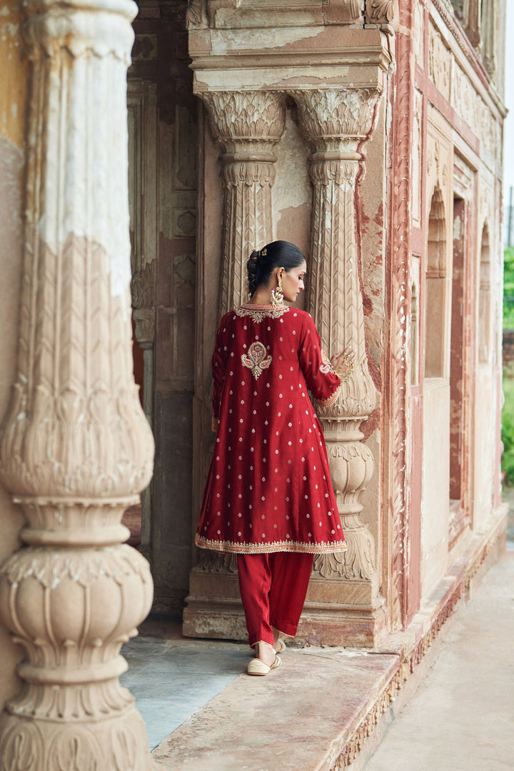 Inaayat - Deep Red Chauga With Salwar