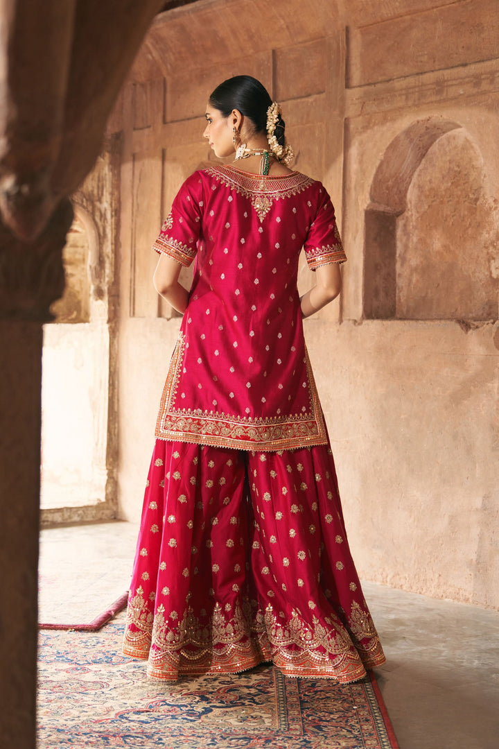 Samreen - Hotpink Short Kurta With Sharara And Dupatta