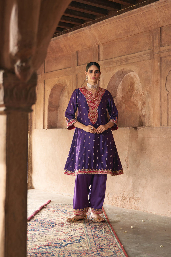 Hafsa - Deep Purple Chauga With Salwar