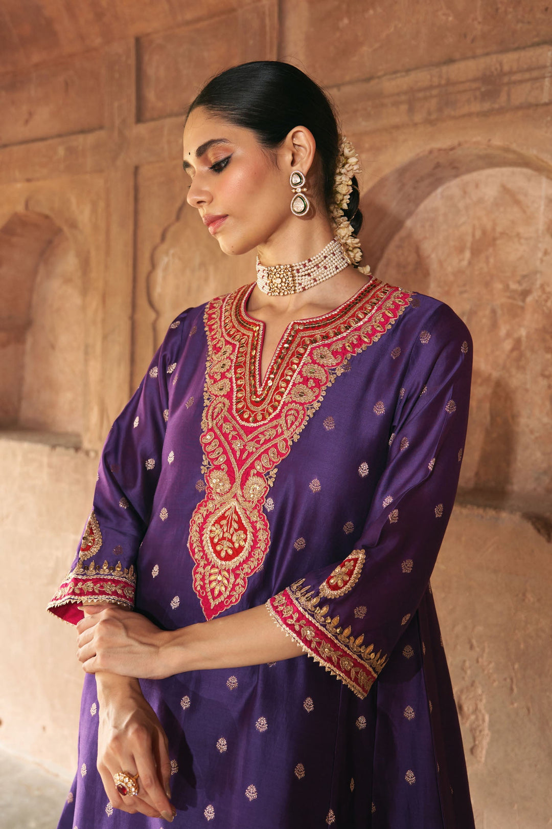Hafsa - Deep Purple Chauga With Salwar