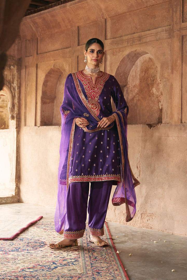 Hafsa - Deep Purple Chauga With Salwar