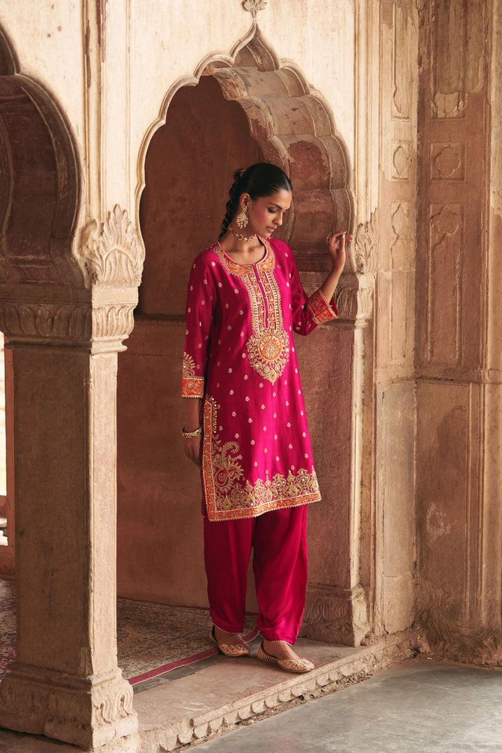 Anila - Hotpink Short Kurta With Salwar