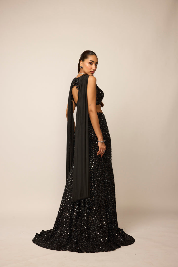 Black Fishcut Lehenga Set