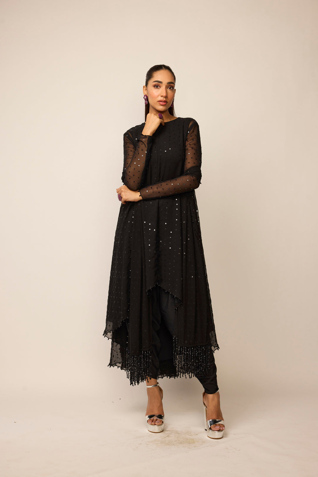 Black Georgette Kurta Set