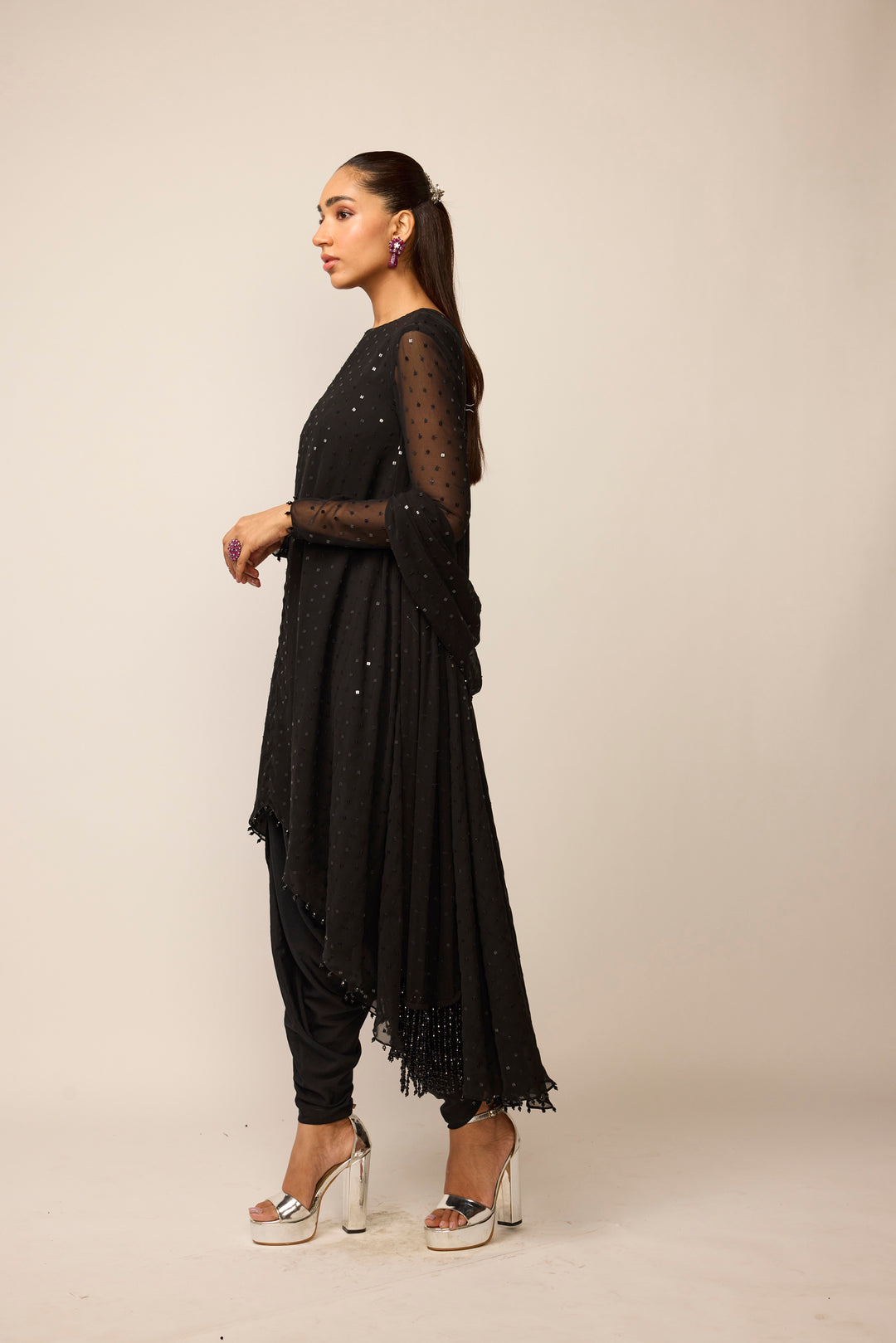 Black Georgette Kurta Set