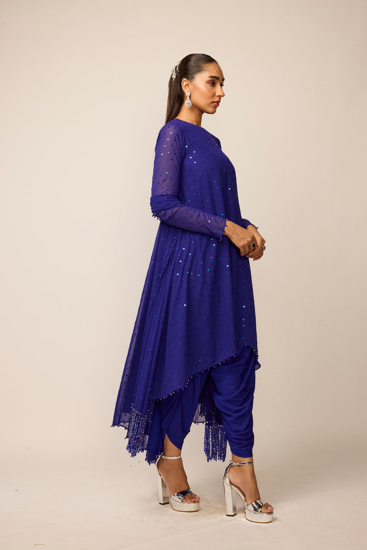 Cocktail Blue Dhoti Kurta Set