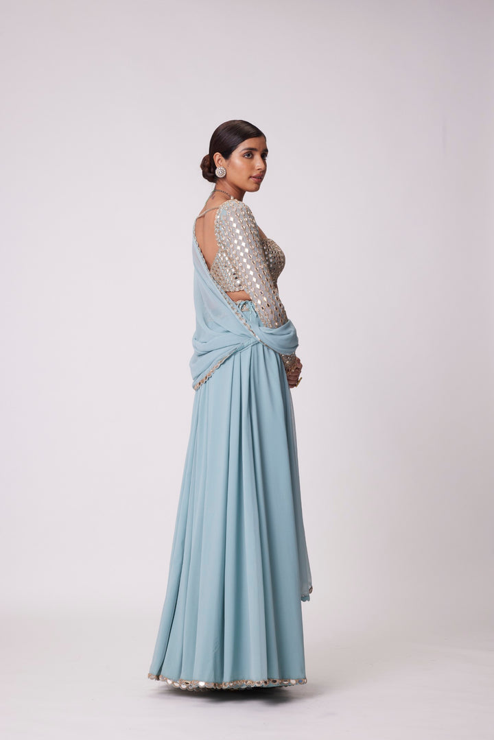 Powder Blue Lehenga Pants Set