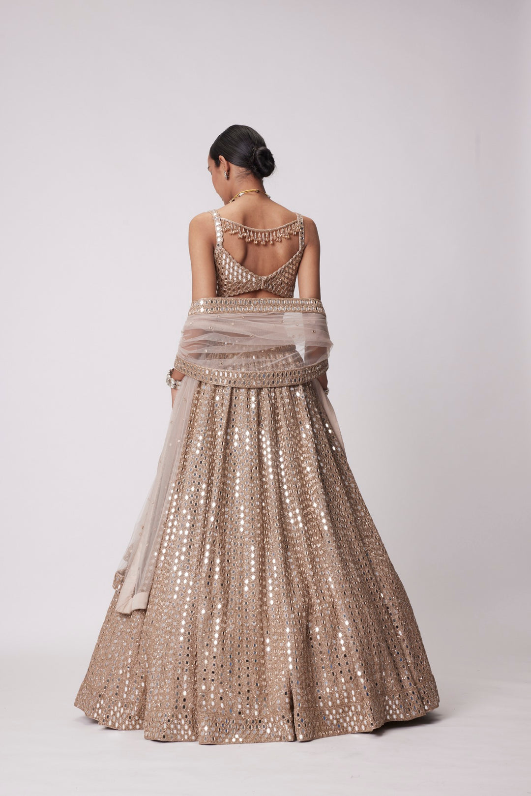 Light Beige Hand Embroidered Lehenga Set